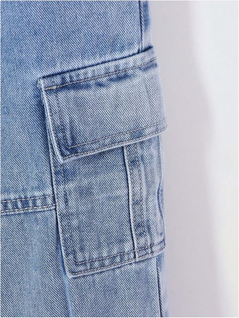 Verdusa Boy's Baggy Jeans Cargo Drawstring Waist Flap Pocket Joggers Carrot Denim Pants - Image 4